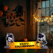 9.6FT Large Halloween Inflatable Decorations Skeleton Tombstone Banner, Outdoor Decorations Blow Up Yard Decor With Built-in LEDs For Halloween Holiday Party Outdoor Garden Yard Lawn Decor
