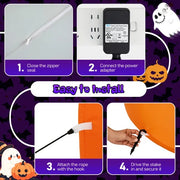 8FT Long Halloween Inflatables Pumpkins Ghost Outdoor Decorations, Blow Up Yard Decoration With Built-in LEDs Lighted For Lawn Garden Outside Indoor Decor
