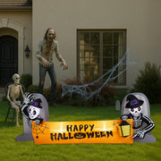 9.6FT Large Halloween Inflatable Decorations Skeleton Tombstone Banner, Outdoor Decorations Blow Up Yard Decor With Built-in LEDs For Halloween Holiday Party Outdoor Garden Yard Lawn Decor